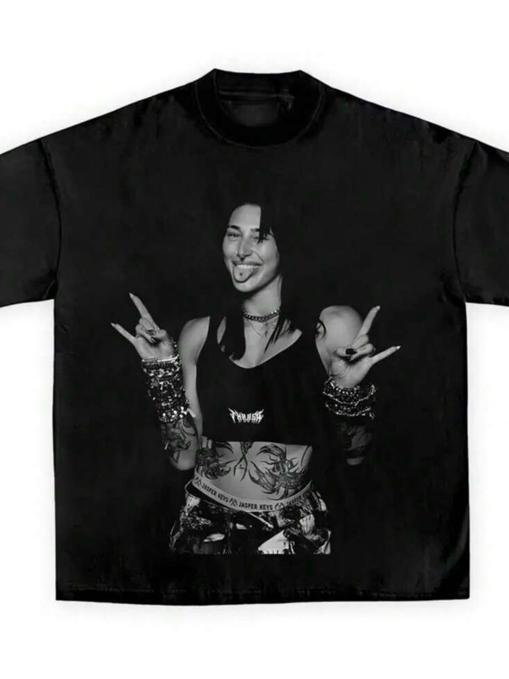 Black Graphic Crop-Style Womens Tee - Streetwear